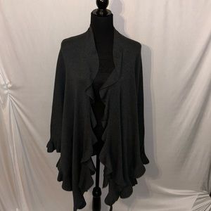 Coldwater Creek Dark Gray Acrylic Waterfall Wrap One Size